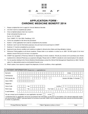 Camaf Chronic Application Fill Online Printable Fillable Blank