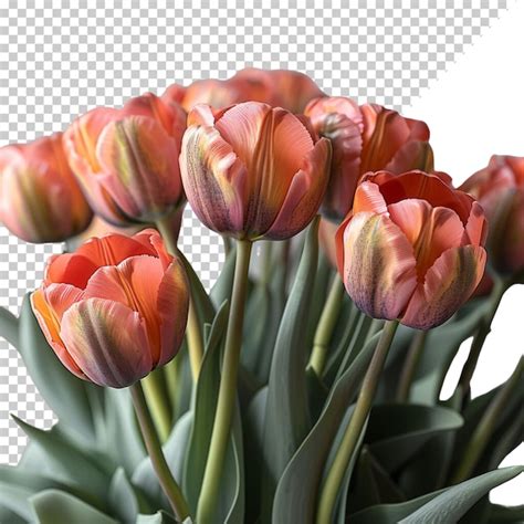 Premium Psd Red Tulip Close Up Bunch Of All Colors Tulips Isolated On