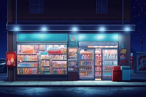 Convenience store supermarket building night. | Free Photo Illustration ...