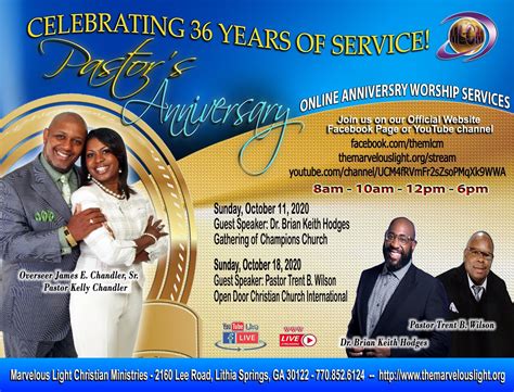 Pastors 36th Anniversary Celebration — The Marvelous Light Christian