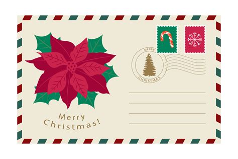 Christmas Envelopes with red Christmas flower. New Year Letters ...