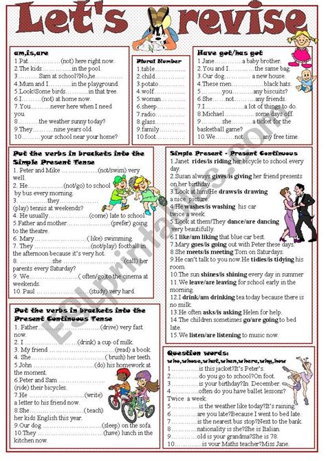 A Worksheet To Revise Some Basic Grammar Pointsto Beplural Number