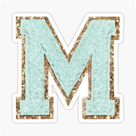 Preppy Mint Varsity Letter M Sticker For Sale By Riley In