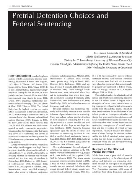 PDF Pretrial Detention Choices And Federal Sentencing