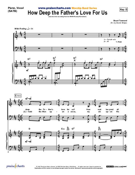 How Deep The Father S Love For Us Sheet Music Pdf Stuart Townend Praisecharts