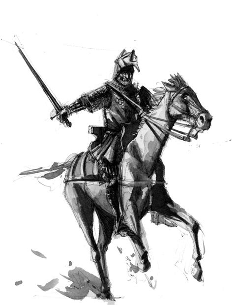 Knight On Horse Sketch at PaintingValley.com | Explore collection of ...