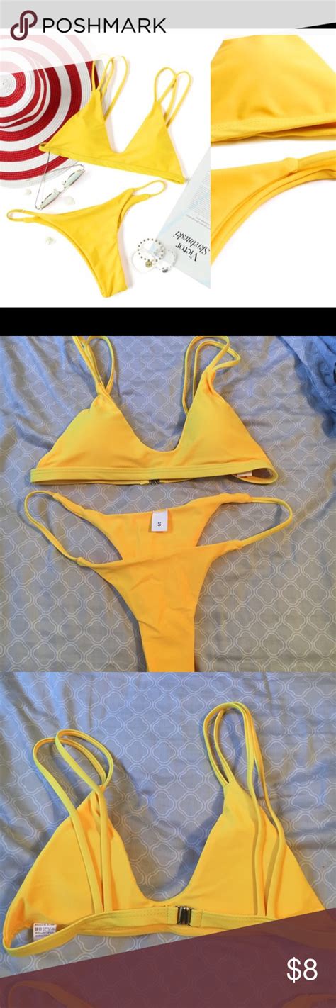 Nwot Yellow Bikini Yellow Bikini Bikinis High Neck Bikinis