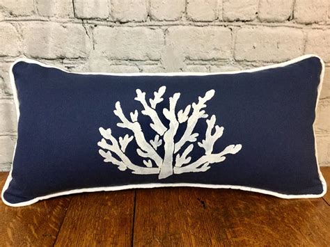 Navy Nautical Pillow Navy And White Pillow Coral Reef Etsy Nautical