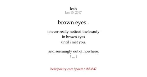 brown eyes . by leah - Hello Poetry