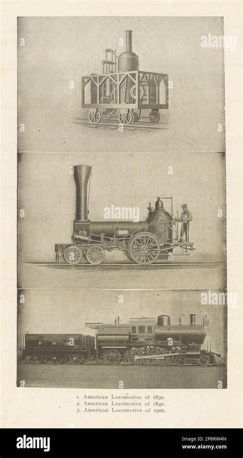 American Rail Locomotives of 1830, 1840 & 1900. USA 1907 old antique ...