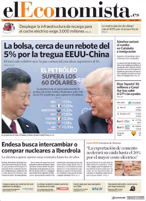 Las Portadas De Los Periódicos Económicos De Hoy Martes 4 De Diciembre