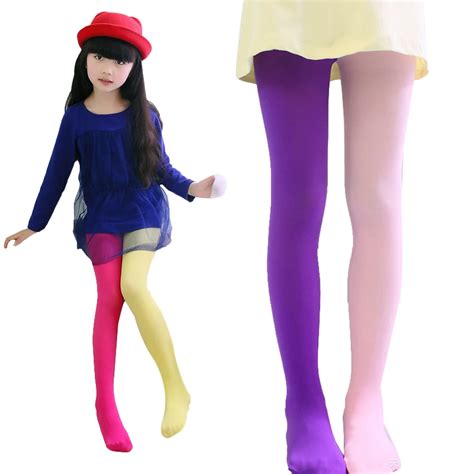 Girls Tights New Style Patchwork Color Cotton Stockings Cute Soft Candy