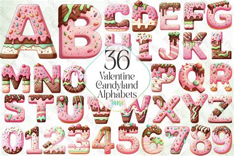 Valentine Candyland Alphabet Bundle Graphic by JaneCreative · Creative ...