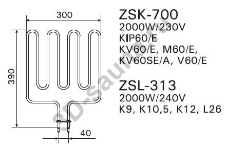 ТЭН Harvia ZSK-700 - комплектующие для печей и парогенераторов ...