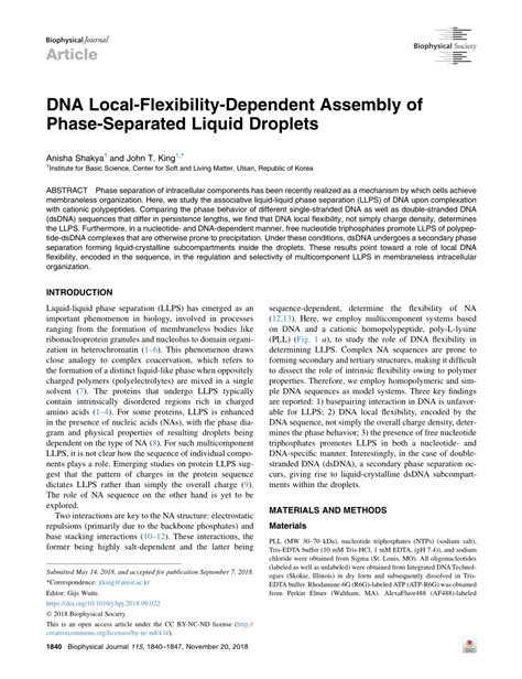 Pdf Dna Local Flexibility Dependent Assembly Of Phase Separated