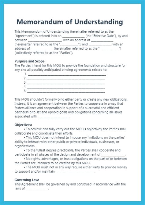 Memorandum Of Understanding Mou Template Tools Dev Off