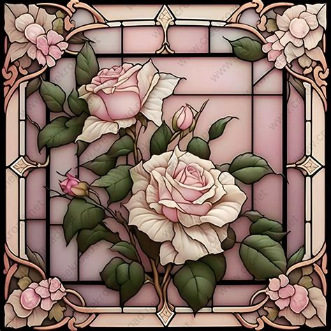 Pretty Pink Roses Faux Stained Glass Wreath Sign 10 X Etsy