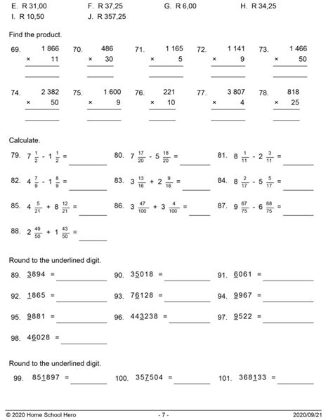 Math Exercises For Grade 6