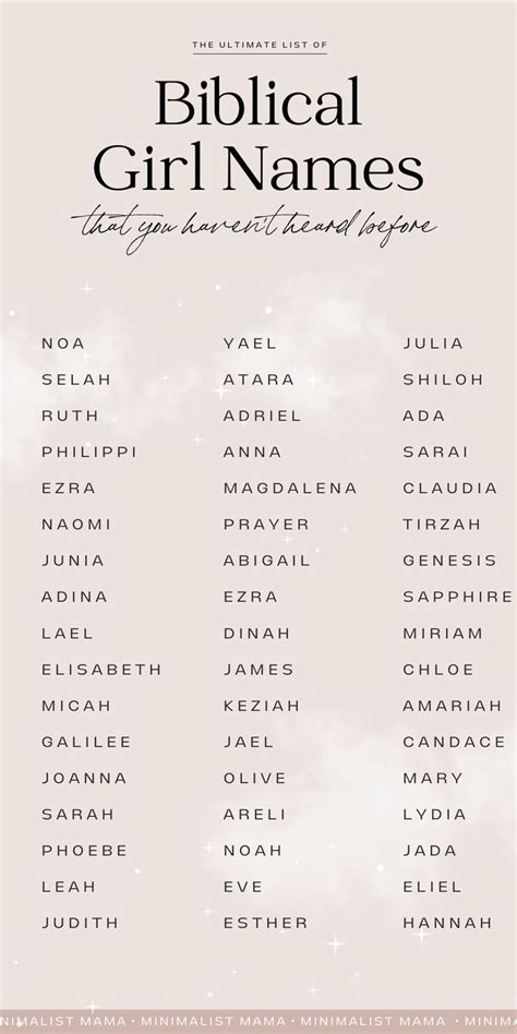 The Prettiest Bible Names For Girls 2024 Biblical Girl Names