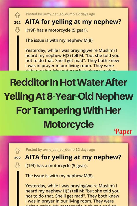 Redditor In Hot Water After Yelling At Year Old Nephew For Tampering With Her Motorcycle Artofit