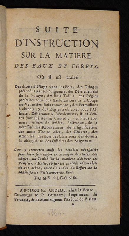 Instruction abrégée sur la compétence des officiers des eaux et forêts