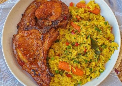 Pork Chop And Savoury Rice Dinner Full Of Health And Flavour