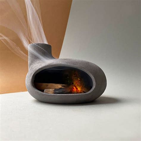 Anthracite Textured Palo Santo Burner Cone Incense Holder Handmade Modern Ceramic Chimney