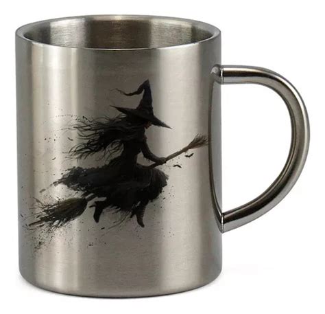 Caneca Inox Bruxa Vassoura Mistico Aquarela Parcelamento Sem Juros