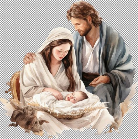 Divine Birth Christmas Clipart Nativity Scene In Muted Colors Jesus