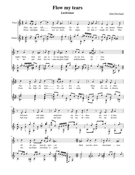 John Dowland Flow My Tears Sheet Music For Vocals Guitar Solo