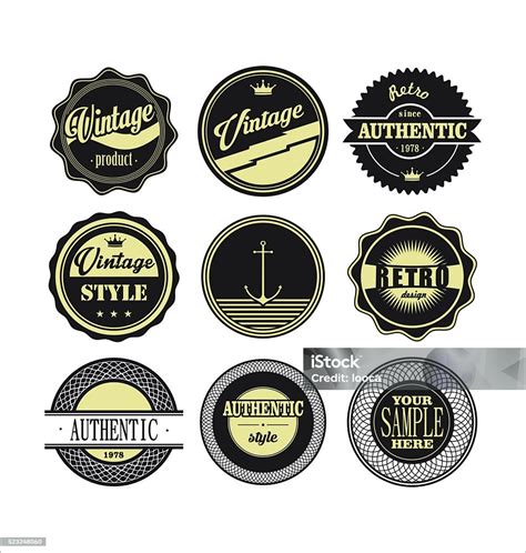 Vintage Labels Black And Beige Set Stock Illustration Download Image