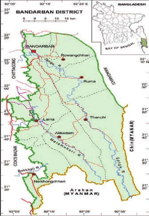 map  bandarban hill district bangladesh  rectangle
