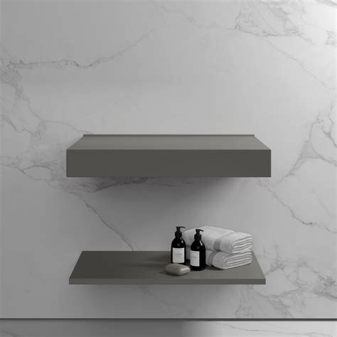 Stone Wall Hung Slimline Countertop Basin Towel Shelf Mm Pebble