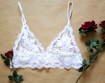 Items Similar To Triangle Bralette In Stretch Lace With Lattice DHALIA Womens Lingerie Range