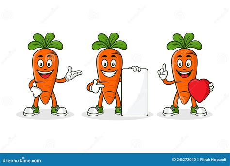 Set Carrot Mascot Cartoon Character Design Illustration Collection Stock Vector Illustration