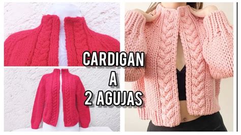 Como tejer un cardigan o suéter abierto con trenzas laterales a 2