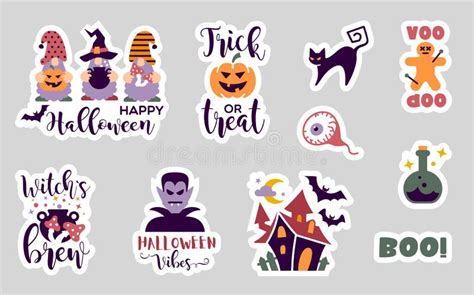 Halloween Stickers with Popular Slogan Inscriptions. Vector Quotes Stock Vector - Illustration ...