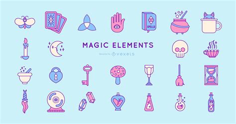 Colored Magic Elements Design Pack Vector Download