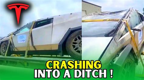 See What A Tesla Cybertruck Looks Like After Crashing Into A Ditch