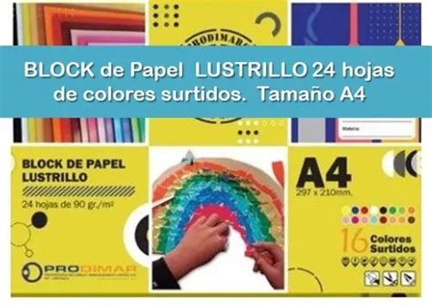 Block De Papel Lustrillo 24 Hojas 16 Colores Pack 2 Block Mercadolibre