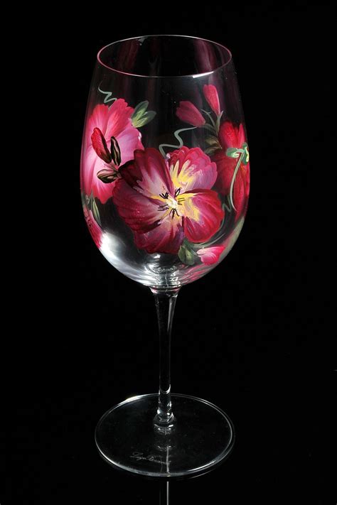 Hand Painted Crystal Wine Glasses L