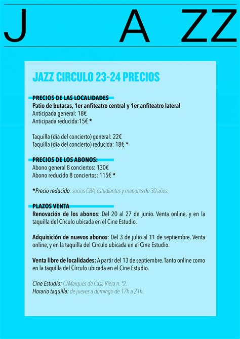 Jazz Círculo Temporada 2023 24 Círculo De Bellas Artes