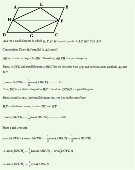 If E F G And H Are Respectively The Midpoints Of The Sides Ab Bc Cd And Ad Of A