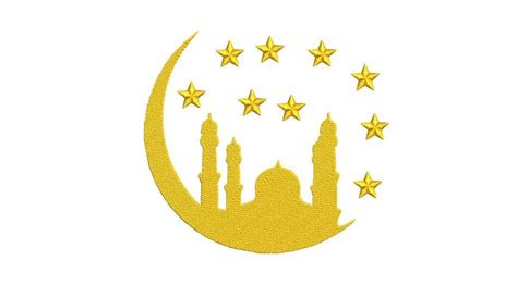 Ramadan Crescent Embroidery Pattern Moon And Star Embroidery Machine