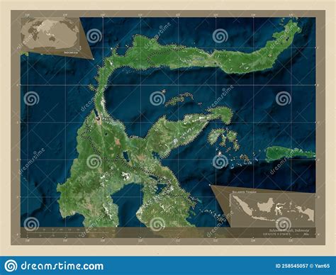 Sulawesi Tengah Indonesia High Res Satellite Labelled Points Of