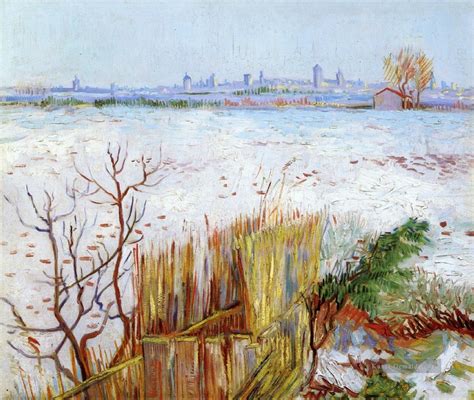 Snowy Landschaft Mit Arles Im Hintergrund Vincent Van Gogh Gem Lde Mit