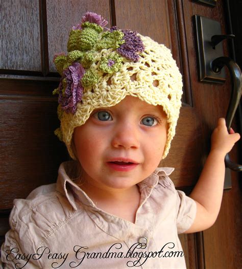 CROCHET PATTERN Hat Pattern, Lacy Flower Hat, Children, Adults, Photo Prop, Purple Flowers, Cap ...