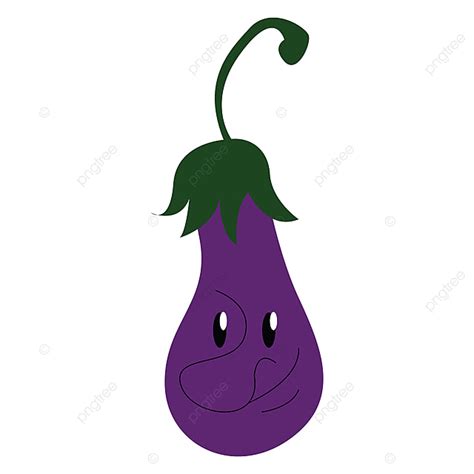 Eggplant With A Happy Face Veggie Purple Fresh Png And Vector With