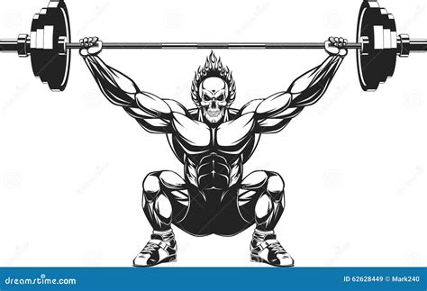 Bodybuilder With A Barbell Stock Vector Illustration Of Barbell 62628449