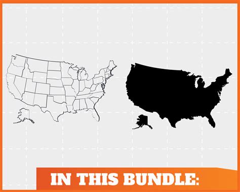 50 States Svg Bundle Outline United States Map Svg File Usa Etsy